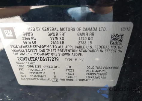 2013 Chevrolet Equinox 1Lt z USA, uszkodzony, nr VIN 2GNFLEEK1D6177279